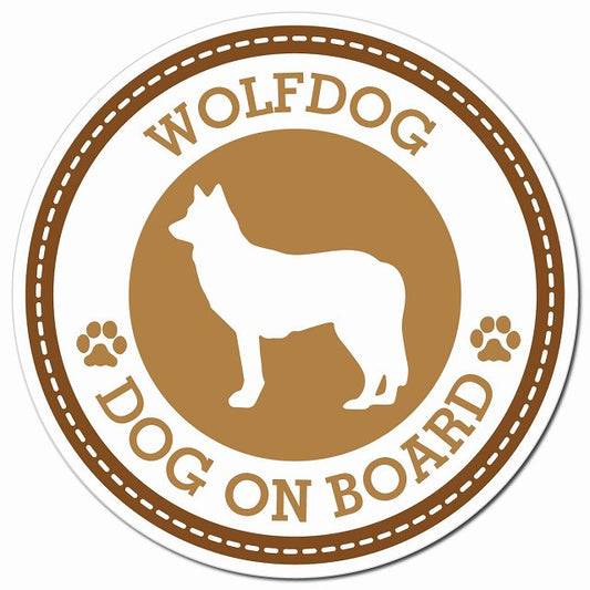 WOLFDOG ウルフドッグ ブラウン 肉球 Dog on board マグネット 車用 直径13cm 丸型 カーマグネット