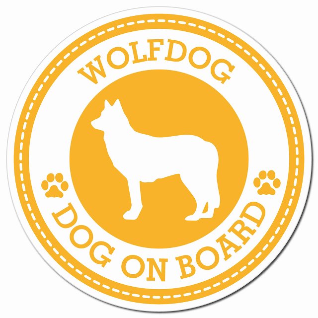 WOLFDOG ウルフドッグ イエロー 肉球 Dog on board マグネット 車用 直径13cm 丸型 カーマグネット