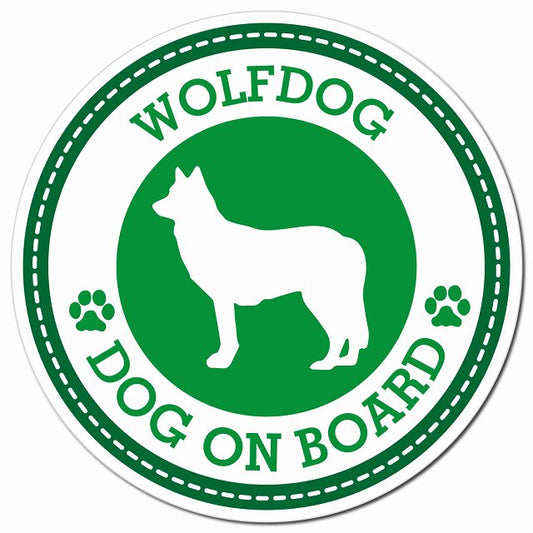 WOLFDOG ウルフドッグ グリーン 肉球 Dog on board マグネット 車用 直径13cm 丸型 カーマグネット