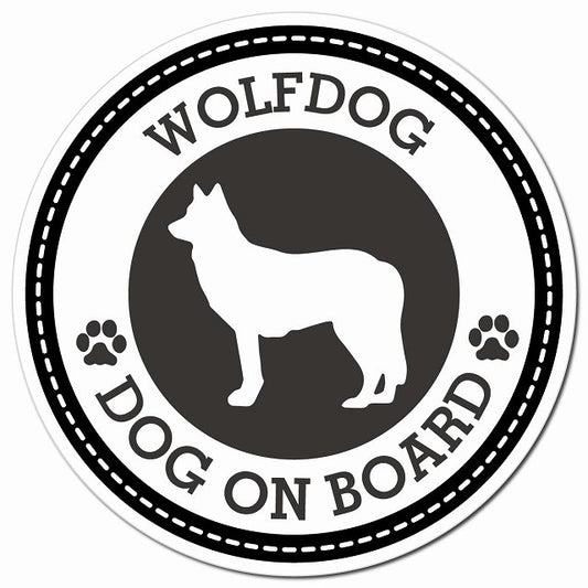 WOLFDOG ウルフドッグ ブラック 肉球 Dog on board マグネット 車用 直径13cm 丸型 カーマグネット