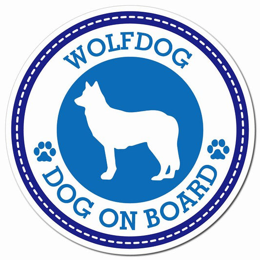 WOLFDOG ウルフドッグ ブルー 肉球 Dog on board マグネット 車用 直径13cm 丸型 カーマグネット