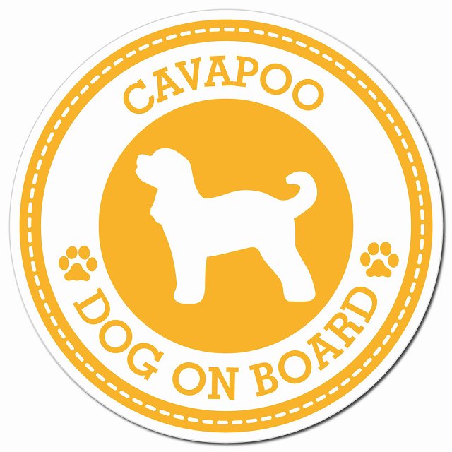 CAVAPOO キャバプー イエロー 肉球 Dog on board マグネット 車用 直径13cm 丸型 カーマグネット