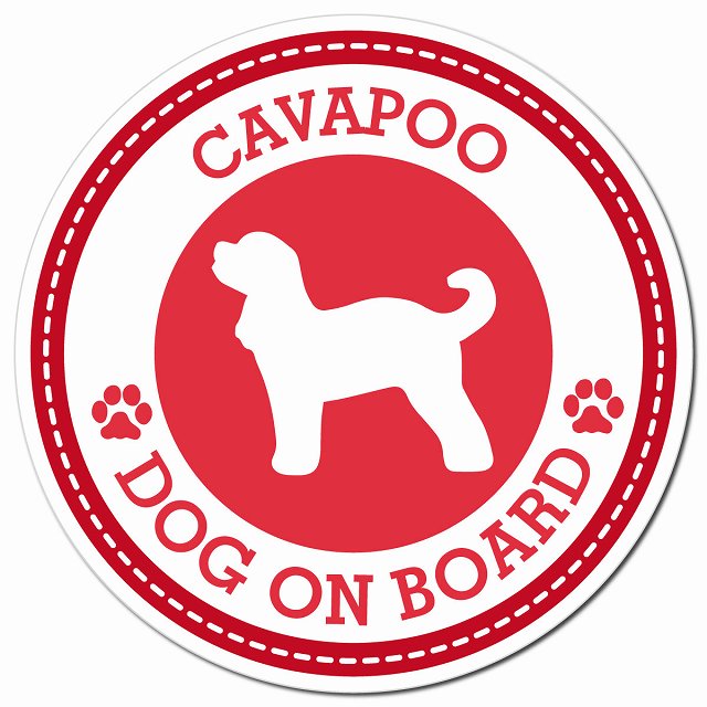 CAVAPOO キャバプー レッド 肉球 Dog on board マグネット 車用 直径13cm 丸型 カーマグネット