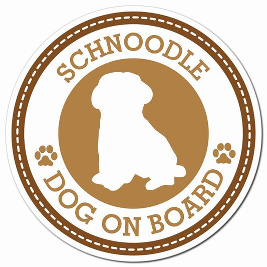 SCHNOODLE シュナプー ブラウン 肉球 Dog on board マグネット 車用 直径13cm 丸型 カーマグネット