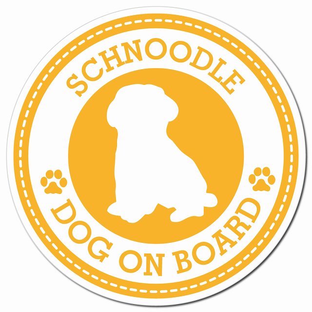 SCHNOODLE シュナプー イエロー 肉球 Dog on board マグネット 車用 直径13cm 丸型 カーマグネット