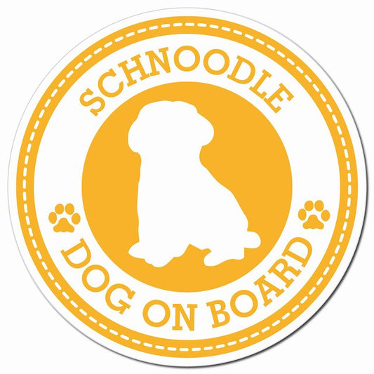 SCHNOODLE シュナプー イエロー 肉球 Dog on board マグネット 車用 直径13cm 丸型 カーマグネット