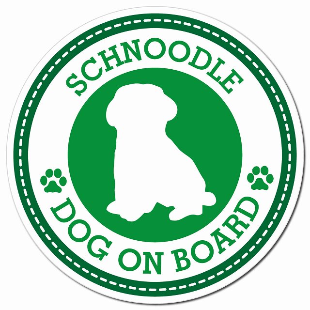 SCHNOODLE シュナプー グリーン 肉球 Dog on board マグネット 車用 直径13cm 丸型 カーマグネット
