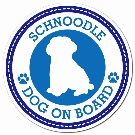 SCHNOODLE シュナプー ブルー 肉球 Dog on board マグネット 車用 直径13cm 丸型 カーマグネット