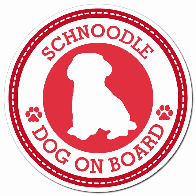 SCHNOODLE シュナプー レッド 肉球 Dog on board マグネット 車用 直径13cm 丸型 カーマグネット