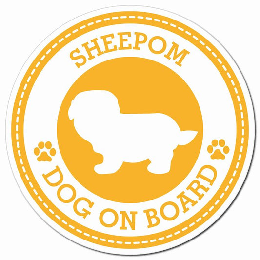 SHEEPOM シーポメ イエロー 肉球 Dog on board マグネット 車用 直径13cm 丸型 カーマグネット