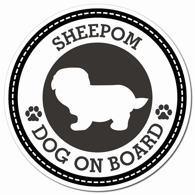 SHEEPOM シーポメ ブラック 肉球 Dog on board マグネット 車用 直径13cm 丸型 カーマグネット