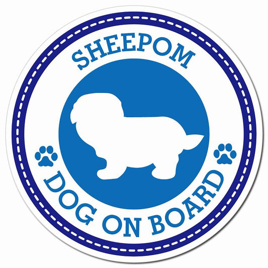 SHEEPOM シーポメ ブルー 肉球 Dog on board マグネット 車用 直径13cm 丸型 カーマグネット