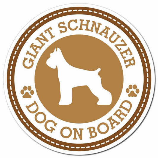 GIANT SCHNAUZER ジャイアントシュナウザー ブラウン 肉球 Dog on board マグネット 車用 直径13cm 丸型 カーマグネット