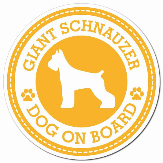 GIANT SCHNAUZER ジャイアントシュナウザー イエロー 肉球 Dog on board マグネット 車用 直径13cm 丸型 カーマグネット