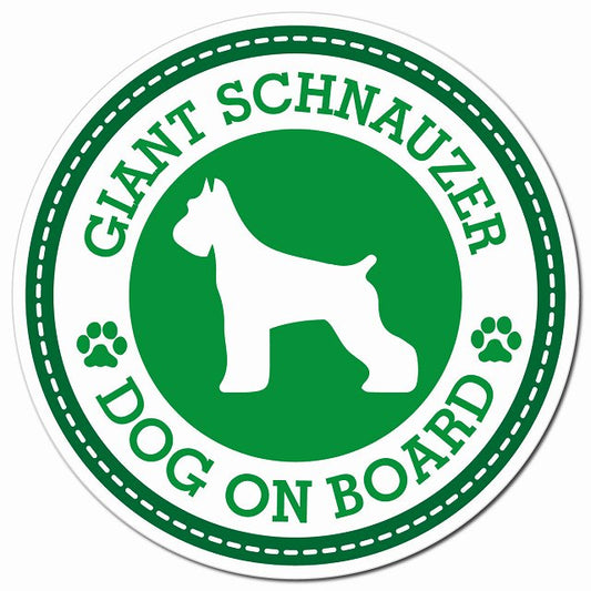 GIANT SCHNAUZER ジャイアントシュナウザー グリーン 肉球 Dog on board マグネット 車用 直径13cm 丸型 カーマグネット
