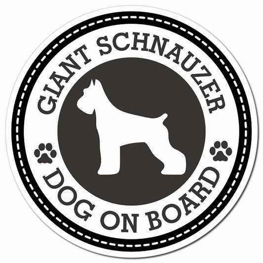GIANT SCHNAUZER ジャイアントシュナウザー ブラック 肉球 Dog on board マグネット 車用 直径13cm 丸型 カーマグネット
