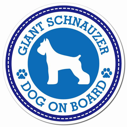 GIANT SCHNAUZER ジャイアントシュナウザー ブルー 肉球 Dog on board マグネット 車用 直径13cm 丸型 カーマグネット