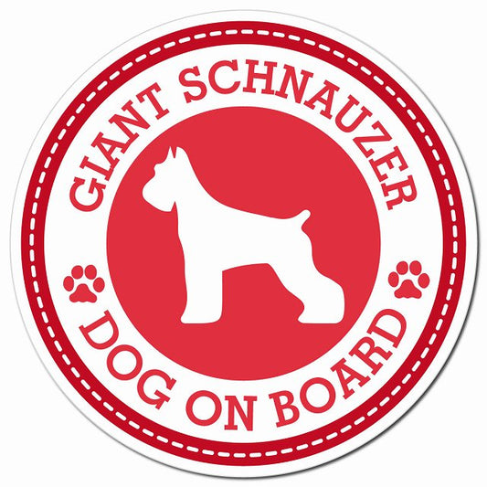 GIANT SCHNAUZER ジャイアントシュナウザー レッド 肉球 Dog on board マグネット 車用 直径13cm 丸型 カーマグネット
