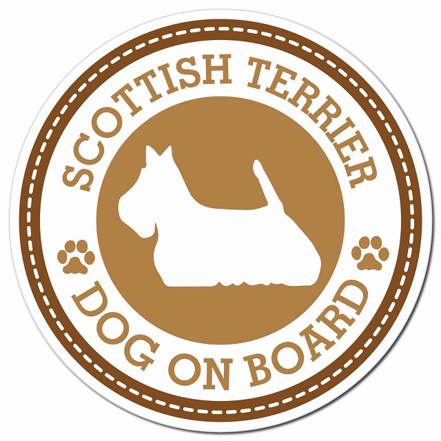 SCOTTISH TERRIER スコティッシュテリア ブラウン 肉球 Dog on board マグネット 車用 直径13cm 丸型 カーマグネット