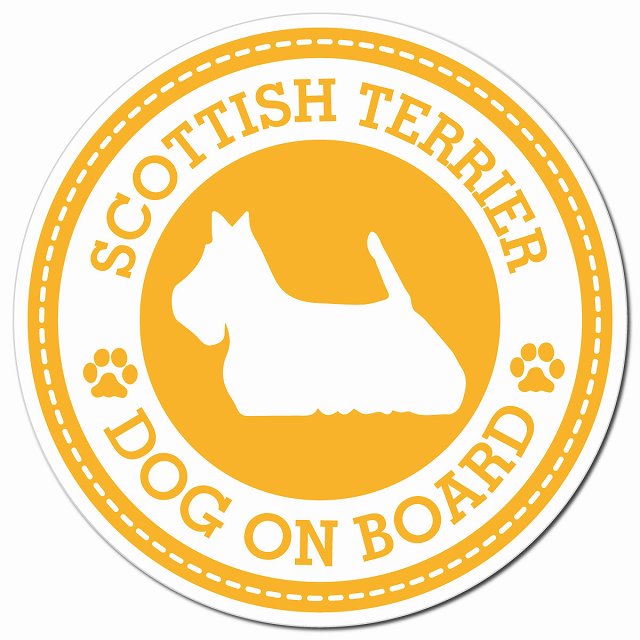 SCOTTISH TERRIER スコティッシュテリア イエロー 肉球 Dog on board マグネット 車用 直径13cm 丸型 カーマグネット