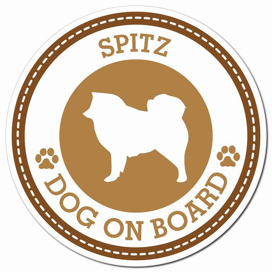 SPITZ スピッツ ブラウン 肉球 Dog on board マグネット 車用 直径13cm 丸型 カーマグネット
