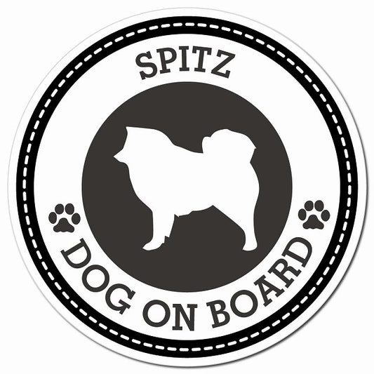 SPITZ スピッツ ブラック 肉球 Dog on board マグネット 車用 直径13cm 丸型 カーマグネット