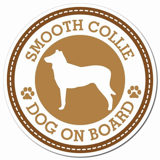 SMOOTH COLLIE スムースコリー ブラウン 肉球 Dog on board マグネット 車用 直径13cm 丸型 カーマグネット