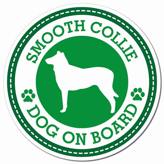 SMOOTH COLLIE スムースコリー グリーン 肉球 Dog on board マグネット 車用 直径13cm 丸型 カーマグネット