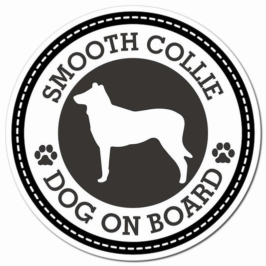 SMOOTH COLLIE スムースコリー ブラック 肉球 Dog on board マグネット 車用 直径13cm 丸型 カーマグネット