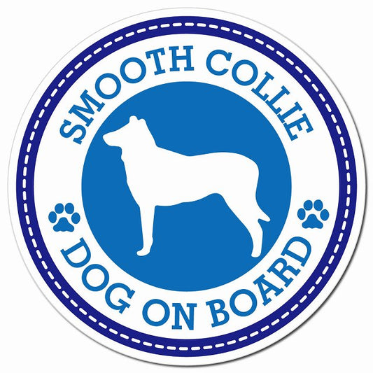 SMOOTH COLLIE スムースコリー ブルー 肉球 Dog on board マグネット 車用 直径13cm 丸型 カーマグネット