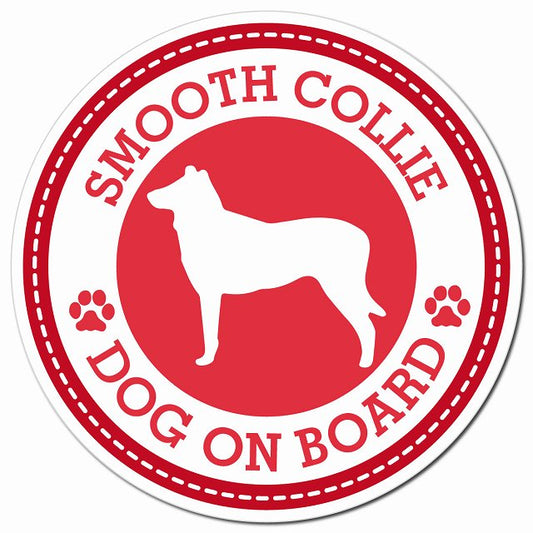SMOOTH COLLIE スムースコリー レッド 肉球 Dog on board マグネット 車用 直径13cm 丸型 カーマグネット