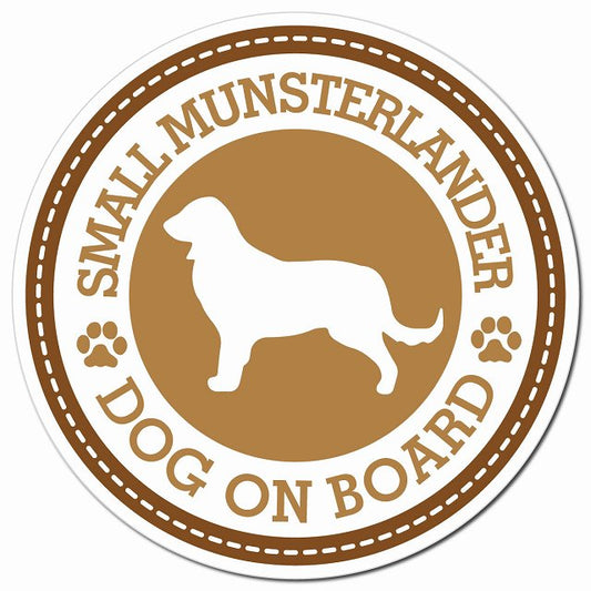 SMALL MUNSTERLANDER スモールミュンスターレンダー ブラウン 肉球 Dog on board マグネット 車用 直径13cm 丸型 カーマグネット
