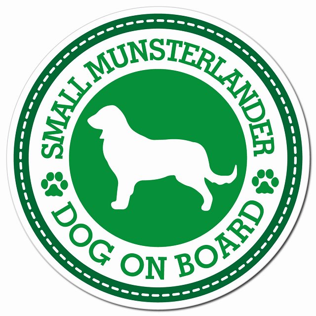 SMALL MUNSTERLANDER スモールミュンスターレンダー グリーン 肉球 Dog on board マグネット 車用 直径13cm 丸型 カーマグネット