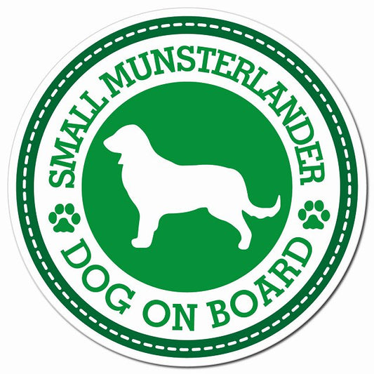 SMALL MUNSTERLANDER スモールミュンスターレンダー グリーン 肉球 Dog on board マグネット 車用 直径13cm 丸型 カーマグネット