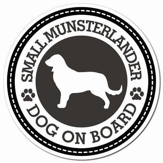 SMALL MUNSTERLANDER スモールミュンスターレンダー ブラック 肉球 Dog on board マグネット 車用 直径13cm 丸型 カーマグネット