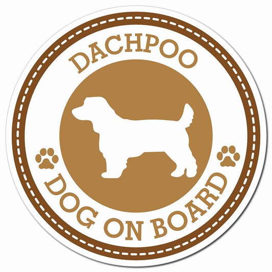 DACHPOO ダップー ブラウン 肉球 Dog on board マグネット 車用 直径13cm 丸型 カーマグネット