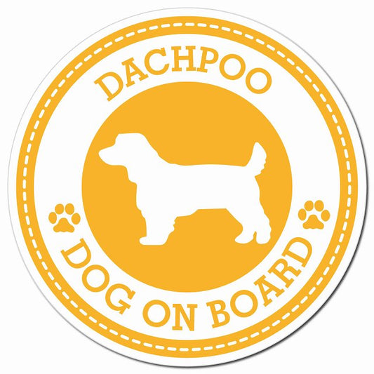 DACHPOO ダップー イエロー 肉球 Dog on board マグネット 車用 直径13cm 丸型 カーマグネット