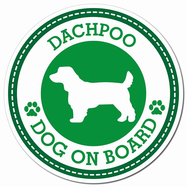 DACHPOO ダップー グリーン 肉球 Dog on board マグネット 車用 直径13cm 丸型 カーマグネット