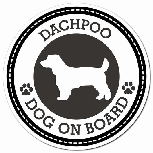 DACHPOO ダップー ブラック 肉球 Dog on board マグネット 車用 直径13cm 丸型 カーマグネット