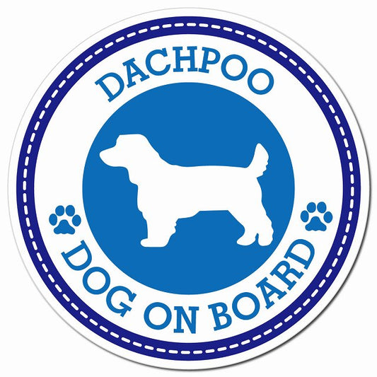 DACHPOO ダップー ブルー 肉球 Dog on board マグネット 車用 直径13cm 丸型 カーマグネット