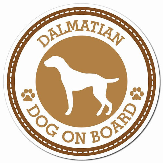 DALMATIAN ダルメシアン ブラウン 肉球 Dog on board マグネット 車用 直径13cm 丸型 カーマグネット