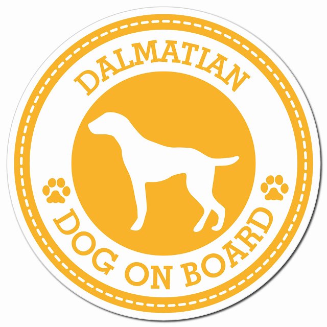 DALMATIAN ダルメシアン イエロー 肉球 Dog on board マグネット 車用 直径13cm 丸型 カーマグネット