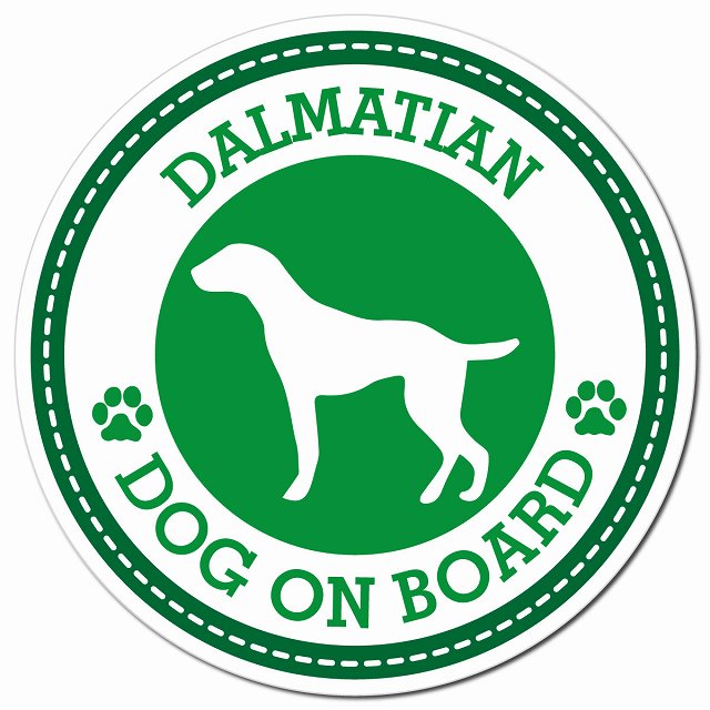 DALMATIAN ダルメシアン グリーン 肉球 Dog on board マグネット 車用 直径13cm 丸型 カーマグネット