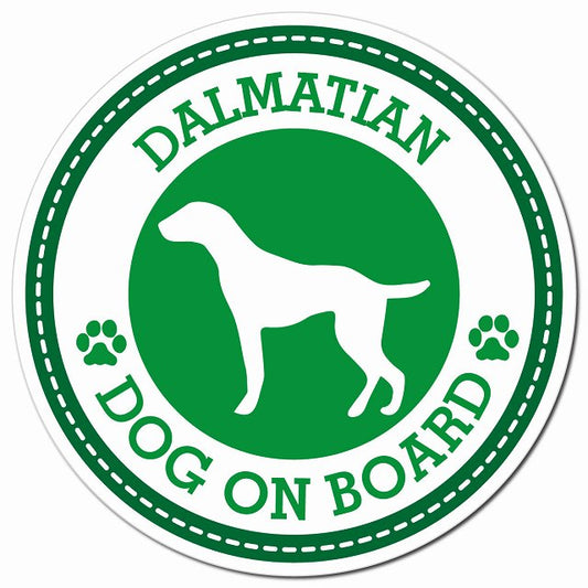 DALMATIAN ダルメシアン グリーン 肉球 Dog on board マグネット 車用 直径13cm 丸型 カーマグネット