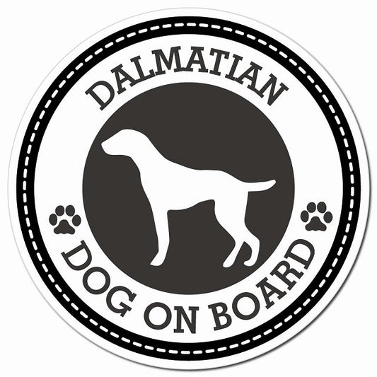 DALMATIAN ダルメシアン ブラック 肉球 Dog on board マグネット 車用 直径13cm 丸型 カーマグネット
