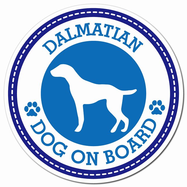 DALMATIAN ダルメシアン ブルー 肉球 Dog on board マグネット 車用 直径13cm 丸型 カーマグネット
