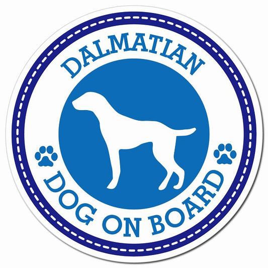 DALMATIAN ダルメシアン ブルー 肉球 Dog on board マグネット 車用 直径13cm 丸型 カーマグネット