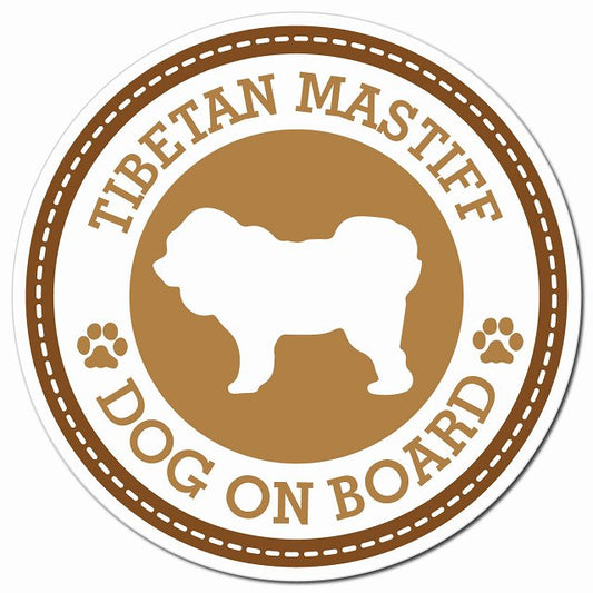 TIBETAN MASTIFF チベタンマスティフ ブラウン 肉球 Dog on board マグネット 車用 直径13cm 丸型 カーマグネット