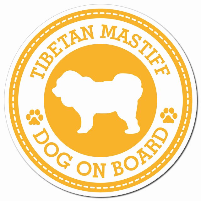 TIBETAN MASTIFF チベタンマスティフ イエロー 肉球 Dog on board マグネット 車用 直径13cm 丸型 カーマグネット