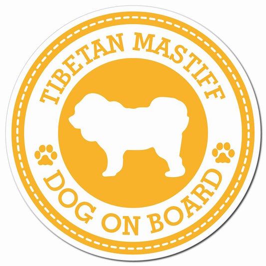 TIBETAN MASTIFF チベタンマスティフ イエロー 肉球 Dog on board マグネット 車用 直径13cm 丸型 カーマグネット